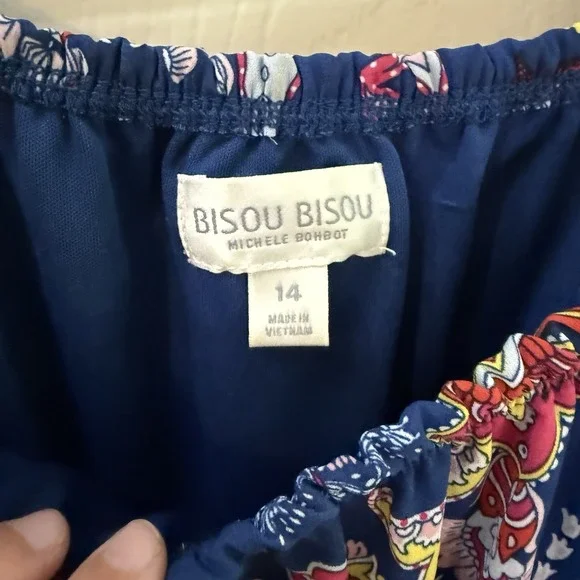 Bisou Bisou Maxi Dress 14 Navy Paisley Colorful Resortware Cruise Career - Picture 4 of 12
